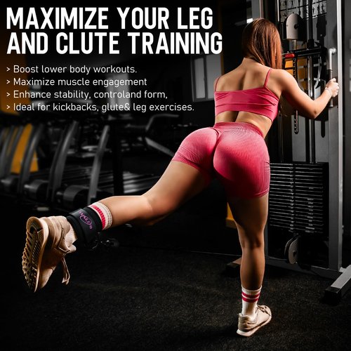 WALITO Resistance Bands and Gym Ankle Straps for Legs and Butt, Gym Cable Machine Accessories for Women Glute Leg Extensions, Hip Abductors & Lower Body Exercises