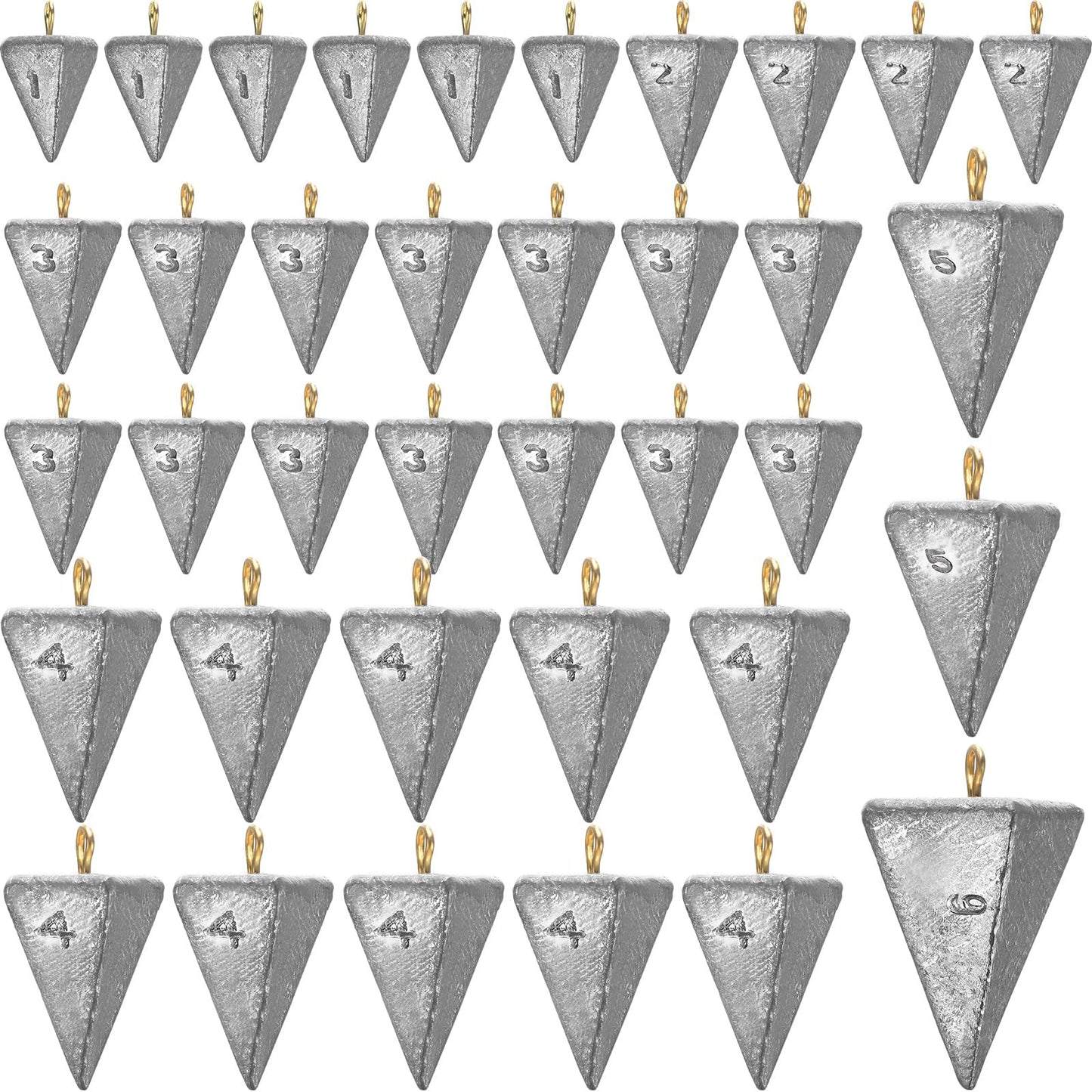 Glimin 36 Pcs Pyramid Fishing Weights Sinkers 2 oz Saltwater Fishing Sinkers Pyramid Sinkers Rig Fishing Gear Tackle Surf Fishing Casting