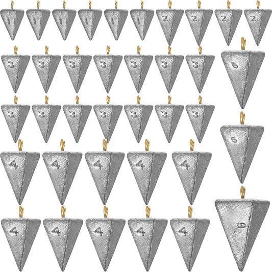 Glimin 36 Pcs Pyramid Fishing Weights Sinkers 2 oz Saltwater Fishing Sinkers Pyramid Sinkers Rig Fishing Gear Tackle Surf Fishing Casting