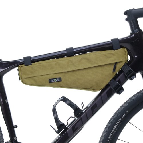 PACK2RIDE Mira Bike Frame Bag - Water Resistant & Durable Fabric Bicycle Bag for Road, Secure Attachment Bikepacking Pouch, Biking Storage & Bike Organizer for Cycling Adventures - Coyote