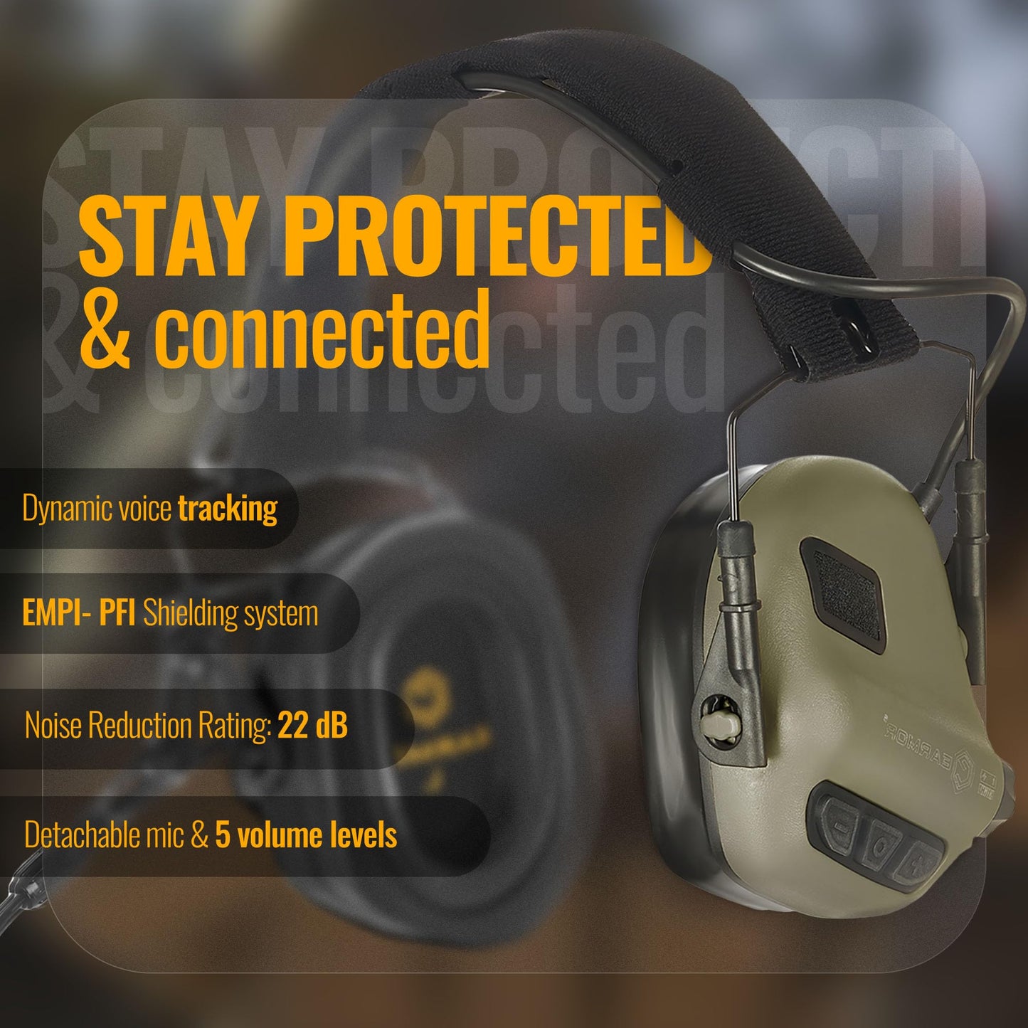 EARMOR M32 PLUS Tactical Headset for Helmet - Noise Canceling Headphones with mic for Shooting & Hunting Earmuffs, Nato TP120 Jacket, Green