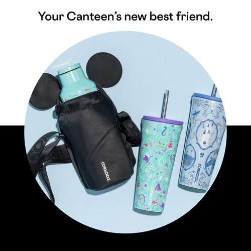 Corkcicle Crossbody Water Bottle Sling Bag - Adjustable Strap - Padded Interior Pocket - Fits 16 oz to 40 oz Tumblers - Summer Drinkware Gift - Black Minnie Mouse Ears