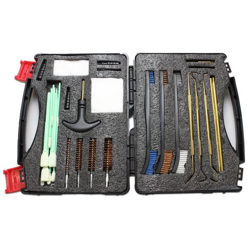 CREVIV Universal Handgun Cleaning kit for .22/9mm/.357/.38/.40/.45,Pistol Cleaning Kits with Brass Pick/Cleaning Sponge/Cleaning Brush. 30 in 1 Gun Cleaning Kit.
