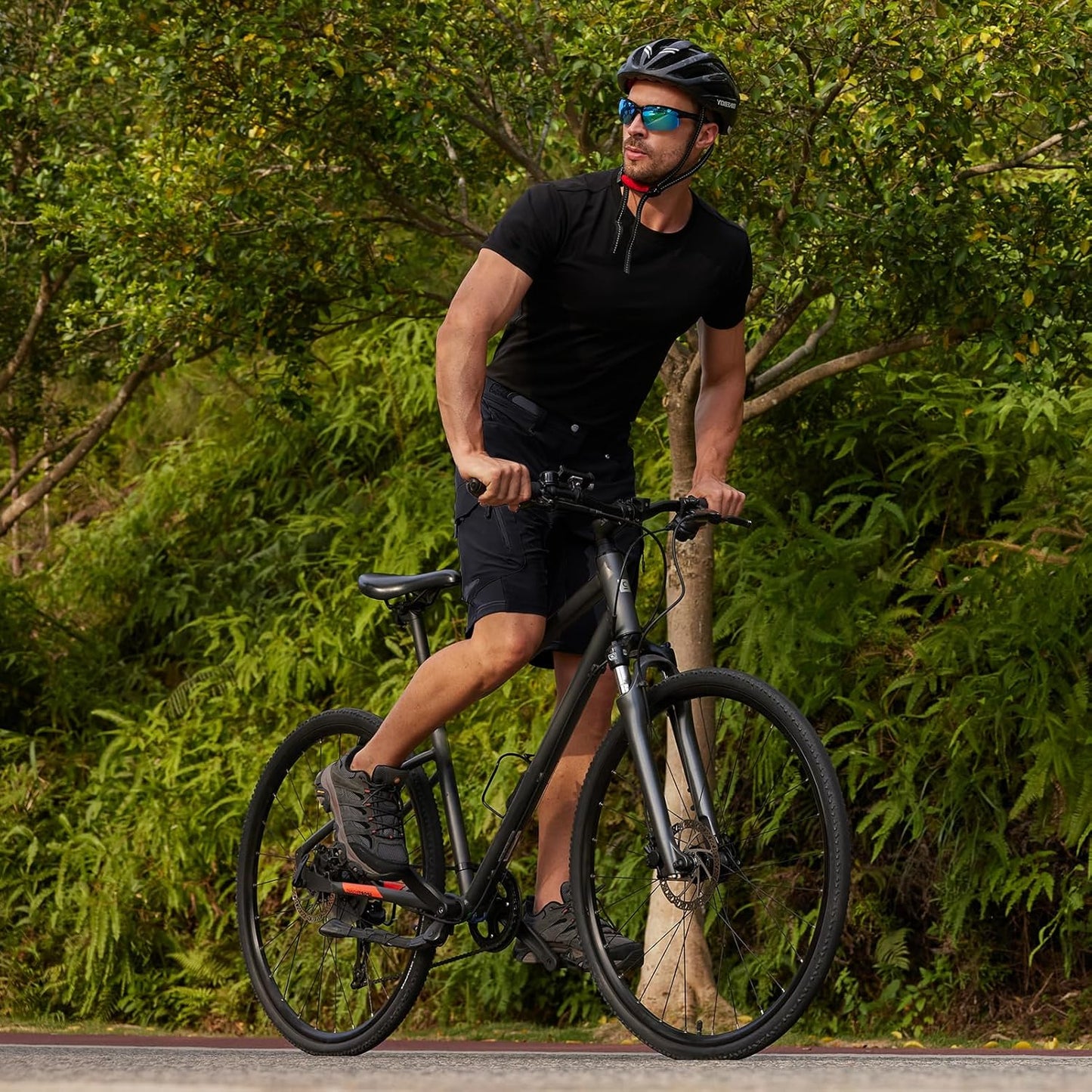 Ally Mens Mountain Bike Shorts 4D Padded Bike Shorts Baggy Cycling Biking Bicycle Biker Shorts Loose-fit with 6 Pockets