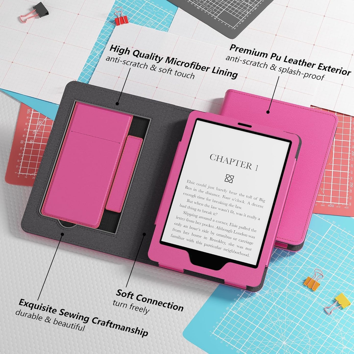 Lainergie Ebook Case with Stand and Hand Strap,Incompatible Alcatel TCL, Light Purple