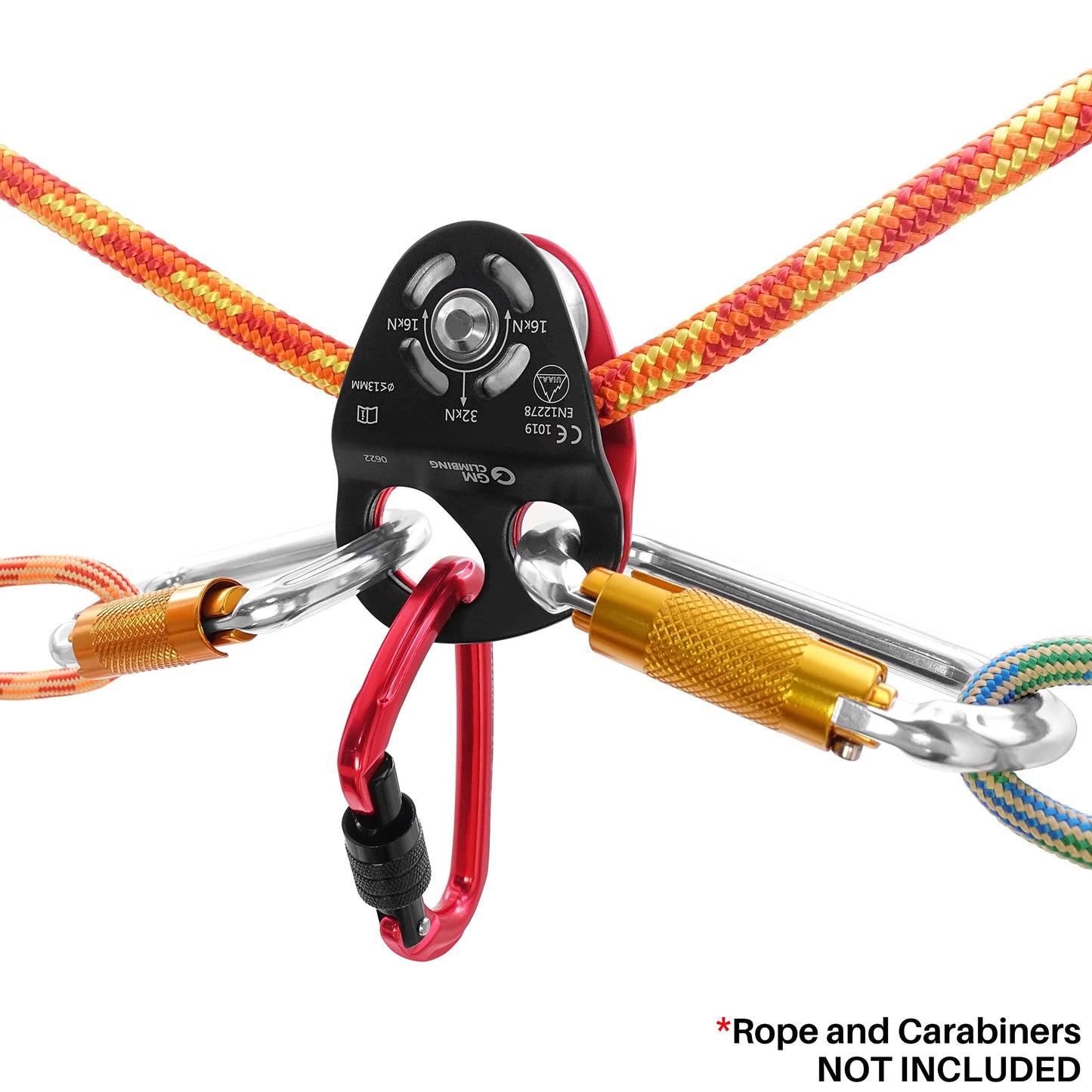 GM CLIMBING 32kN Double Tie-in Hitch Pulley Self-lubricating Bushing CE UIAA Certified Hitch Tender Advance Prusiks for Arborist Tree Climbing Positioning Lanyards Pack of 2