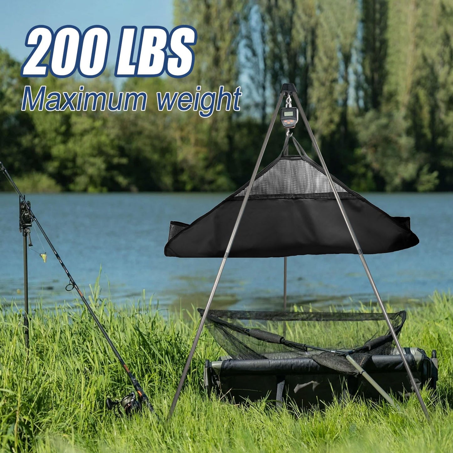 Fishing Tournament Weigh in Fish Bag, 49x21inch Heavy Duty Fish Bags Fish Weigh Bags Folding Sling Fish Bag Heavy Duty Fish Transport Bag for Caught Fish Leakproof Resistant Fishing Bag with Scale,