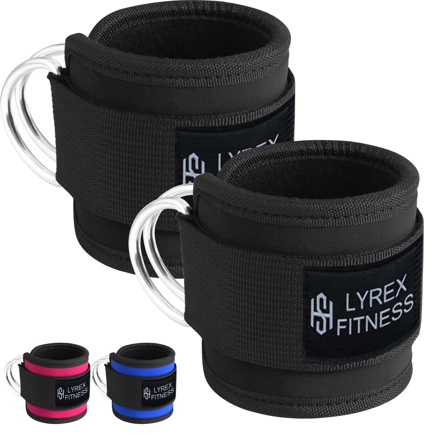 Ankle Strap for Cable Machine and Strength Training - Premium Padding for Comfort, Ankle Cable Starps for Workout, Compatible with Glute Kickback, Leg Extension, Leg Press, Hip Abductors & lower body exercises- Blue