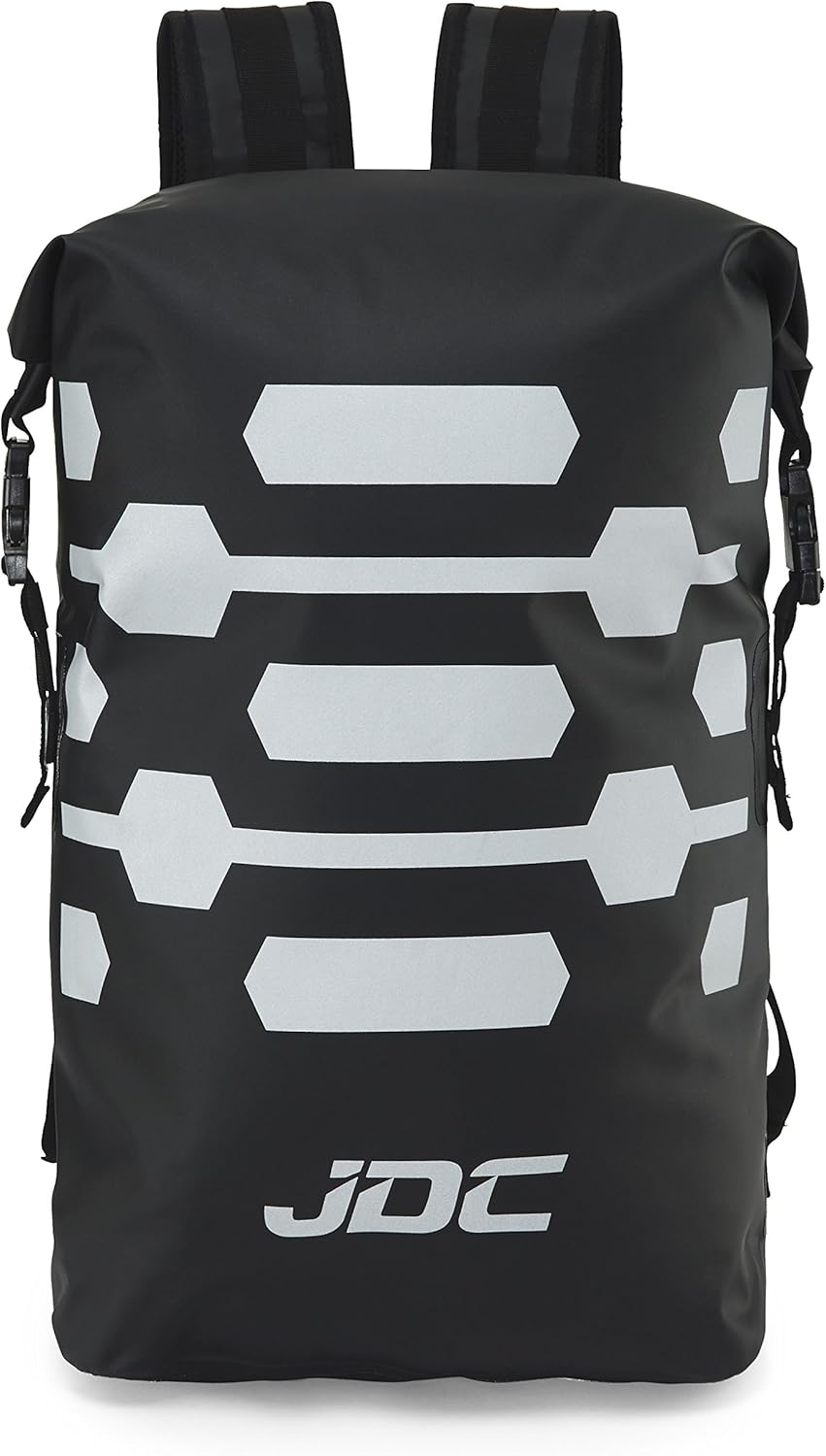 JDC Motorcycle Rucksack 100% Waterproof Dry Bag 30L - REFLECTOR - Black