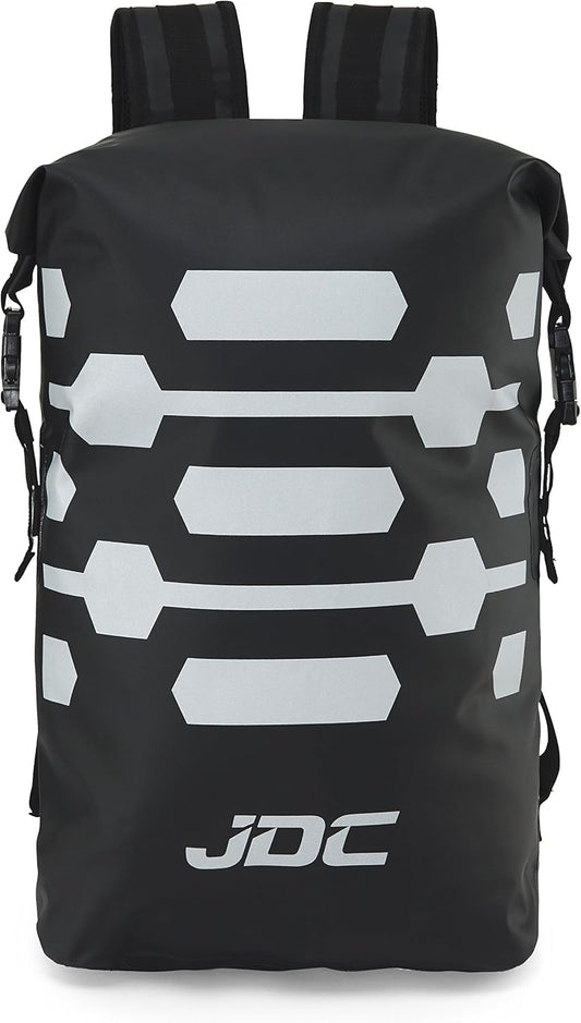 JDC Motorcycle Rucksack 100% Waterproof Dry Bag 30L - REFLECTOR - Black