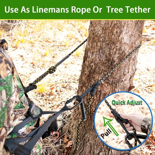 Boaton Reflective Treestand Safety Rope, Linemans Rope for Hunting, Tree Stand Safety Line, Tree Tether Rope, Life Lines for Tree Stands Hunting(10 feet)