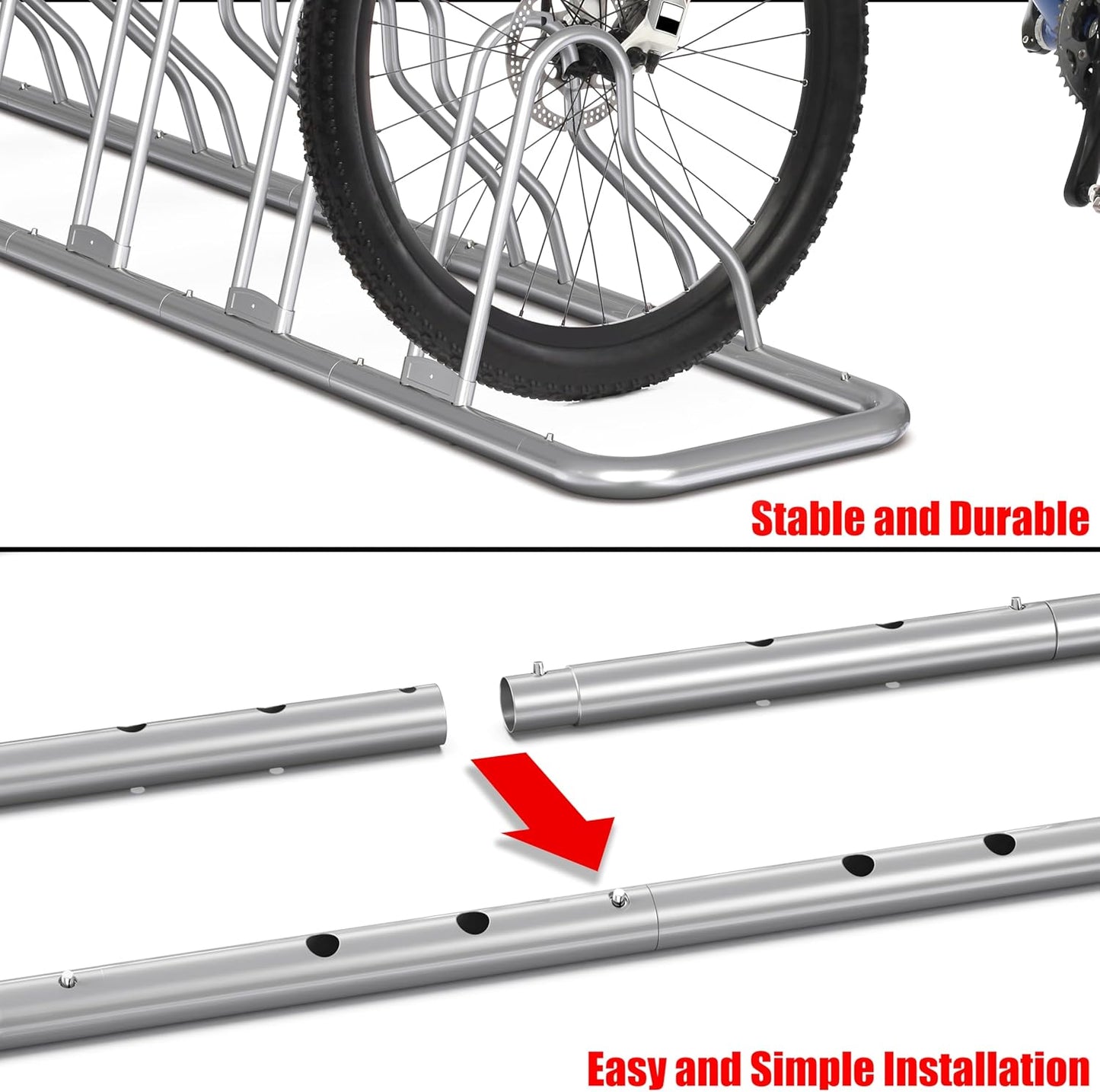 Simple Houseware 5 Bike Bicycle Floor Parking Adjustable Storage Stand, Silver