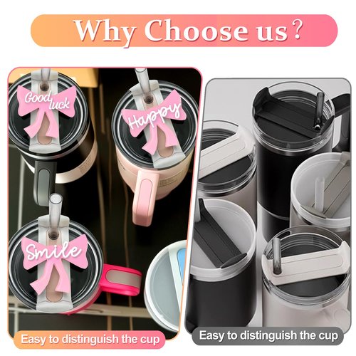 BestStone Personalized Stanley Cup 40 oz Name Tag, Tumbler Lid Topper, Stanley Cup Accessory (Smile)
