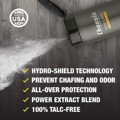 Chassis Premium Body Powder for Men - Talc-Free Odor Control & Anti-Chafing Formula