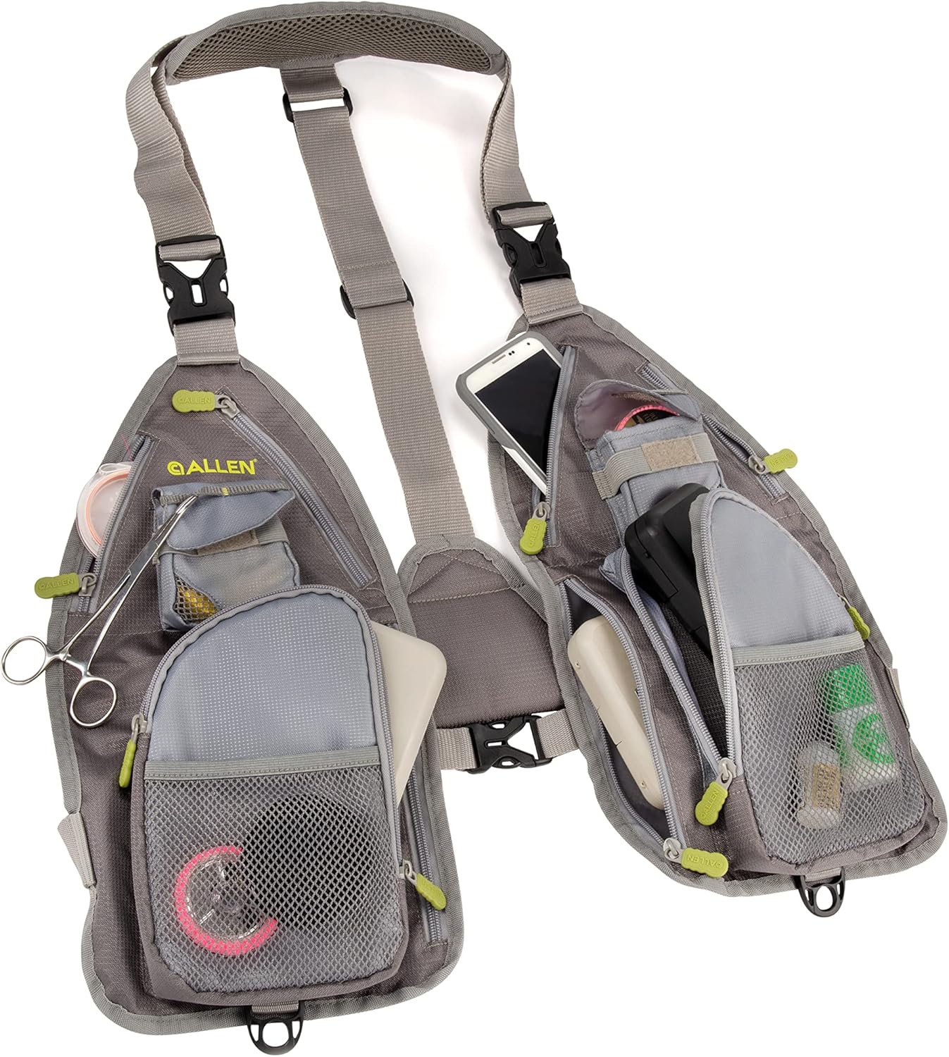 Allen Company Ultra-Light Gallatin Strap Pack Fishing Vest, Fits up to 4 Tackle/Fly Boxes, 14 Accessory Pockets