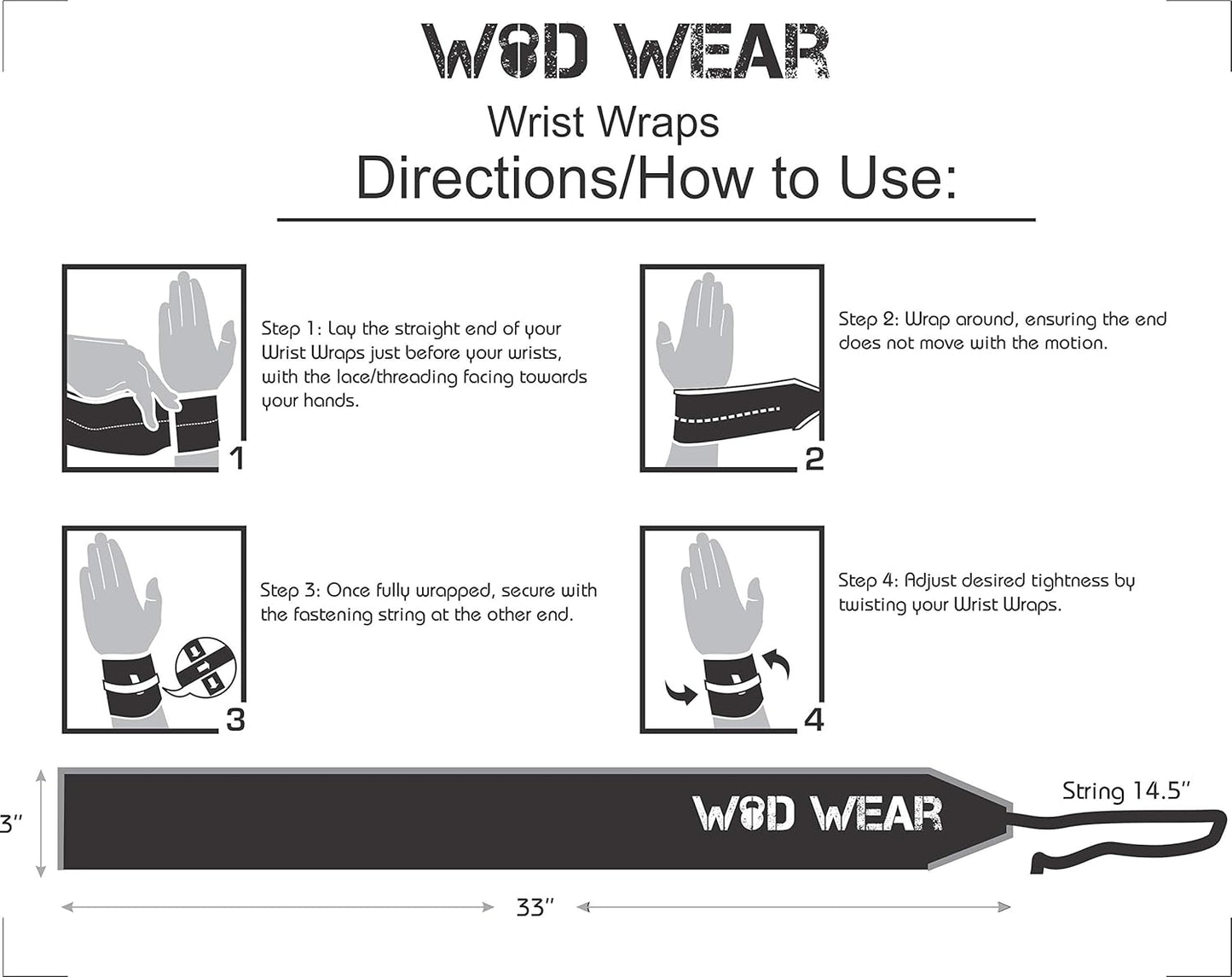 Wrist Wraps for Powerlifting, Strength Training, Bodybuilding, Cross Training, Olympic Weightlifting, Yoga Support - One Size Fits All