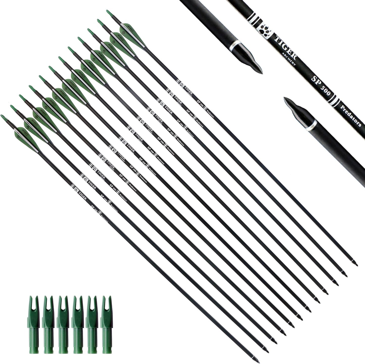 30Inch Carbon Arrow Practice Hunting Arrows with Removable Tips for Compound & Recurve Bow(Pack of 12)