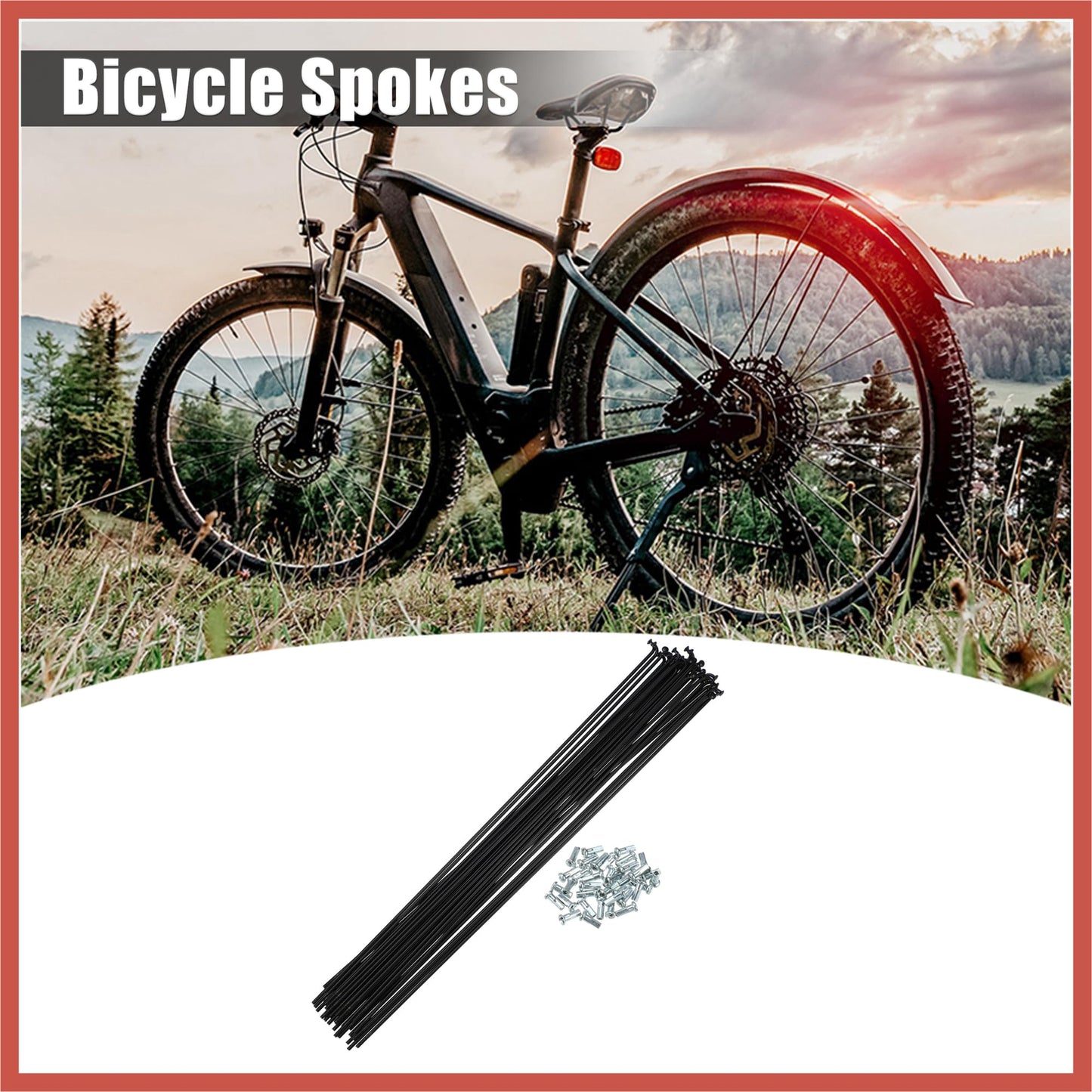 ACROPIX 36 Pcs 14G J Bend 280mm x 2mm Bike Bicycle Spokes with Nipples Steel Black Car Parts