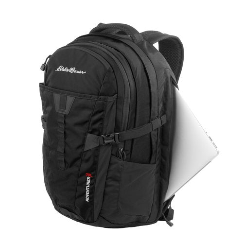 Eddie Bauer Adventurer Backpack with Organization Compartments and Hydration/Laptop Compatible Sleeve, Adventurer - Black, 30L