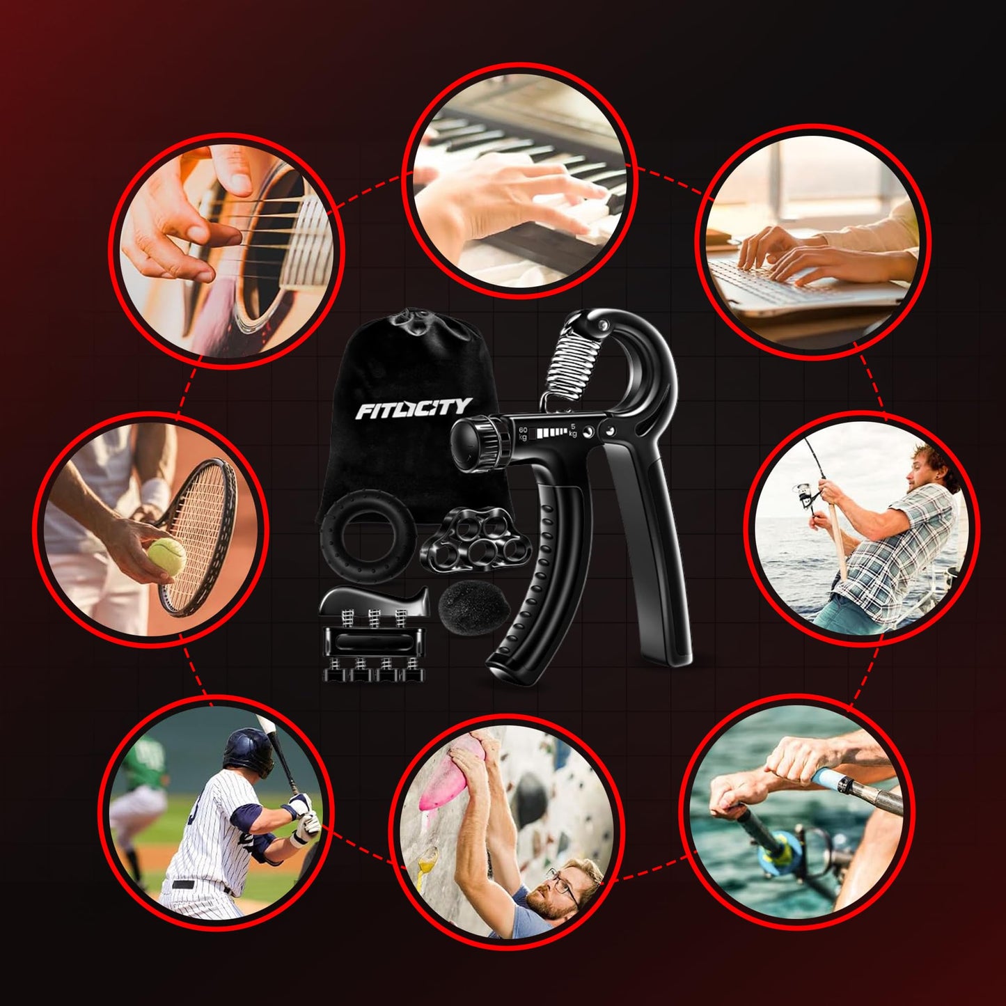 Fitlicity Pull Up Bar for doorway With Hand Grip Strengthener & Resistance Bands, Chin Up Bar for Upper Body Workout & Exercise, 29.9" - 37.5" Adjustable Width Locking Mechanism, No Screw Installation, 880 lbs