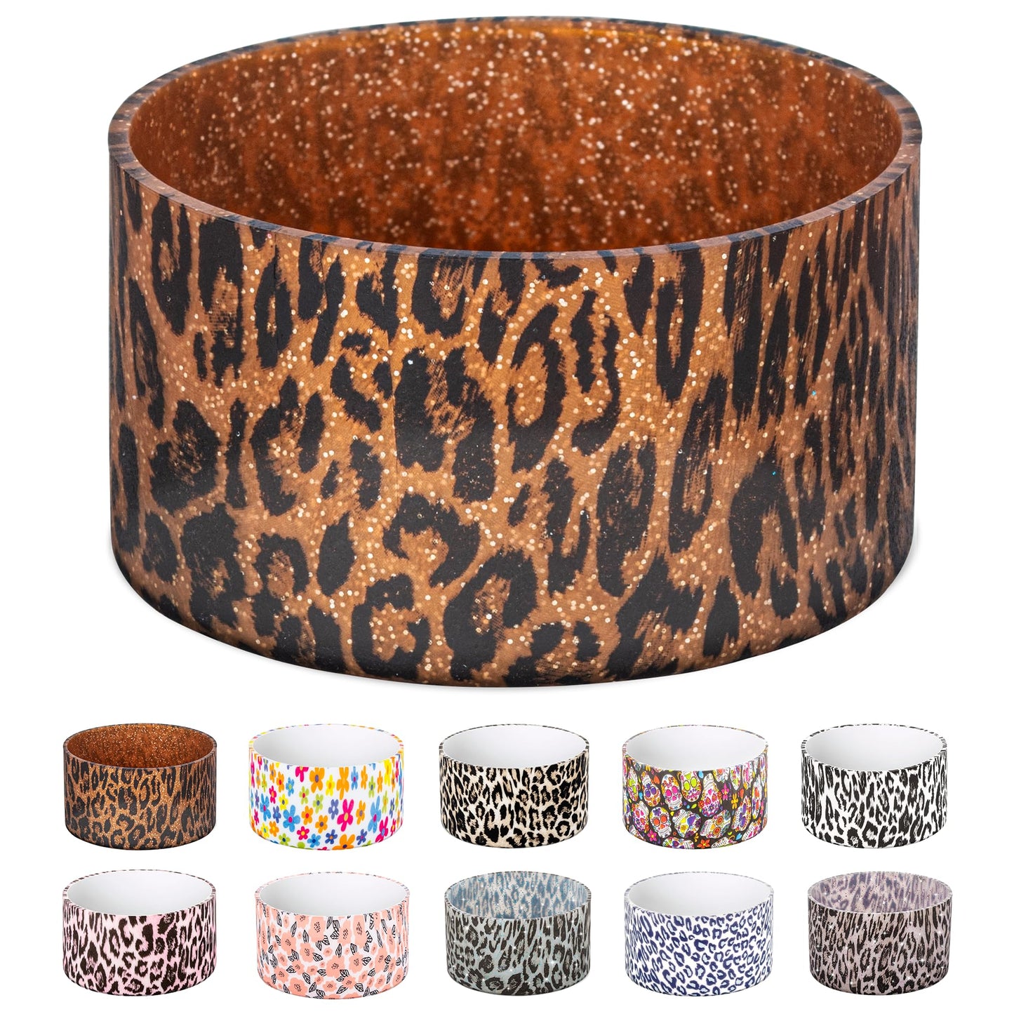 Silicone Boot for Stanley Quencher Tumbler 20/30/40 oz &IceFlow 20/30oz,Owala 24/40 oz Cup Cheetah Boot Sleeve 40oz Bottom Protector for Bottom Size 2.8-2.95" Cups & Bottles BPA-Free(Gold Leopard)