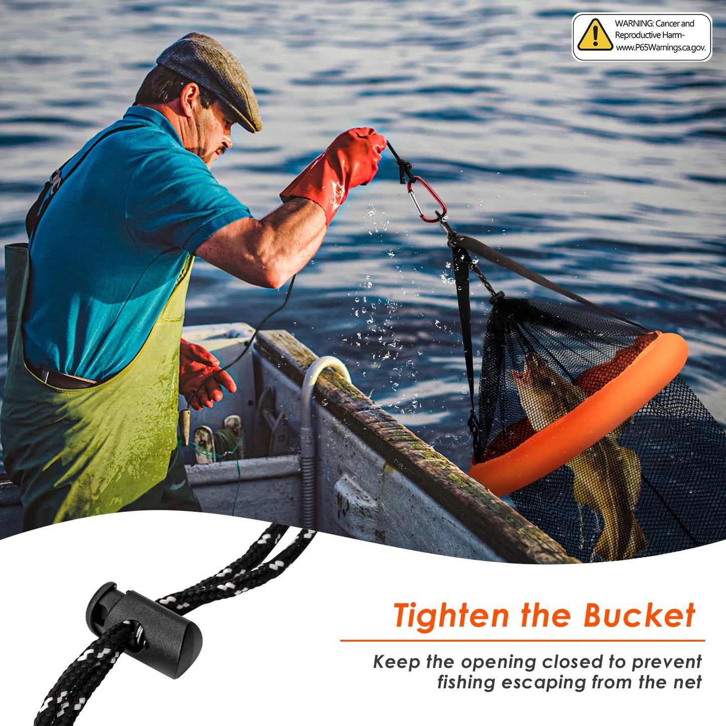 QualyQualy Floating Fish Basket for Live Caught, Foldable Fishing Holder Minnow Bucket Portable Collapsible Fishing Net Storage Cage for Live Fish Bait Live Well
