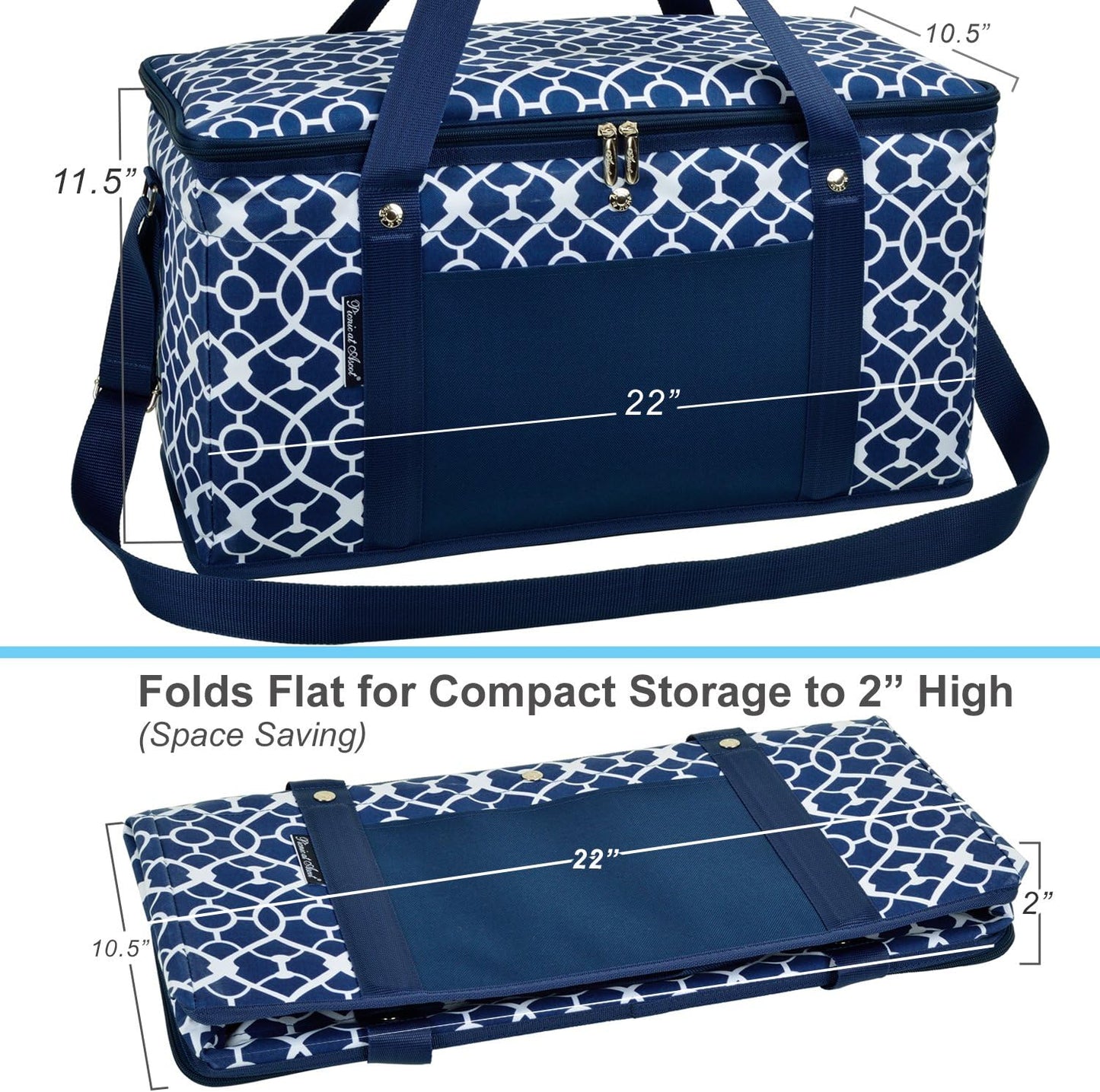 Picnic at Ascot 64 Can Capacity Semi Rigid Collapsible Leakproof Cooler- Designed & Quality Approved in The USA -2 Pack