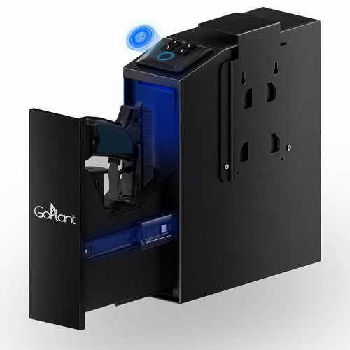 GOPLANT Biometric Gun Safe for Pistols 3-Ways Unlock Safe Fingerprint Digital PIN Key Unlock, Gun Lock Box for Cloakroom Living Room Bedroom Nightstand