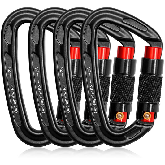 Auto Locking Carabiner Clips - 28KN (6172lbs) Heavy Duty Caribeaners ，4PCS Large Carabiner Clip for Keychains，Hammock，Camping, Gym, Hiking, Outdoor ，Dog Leash