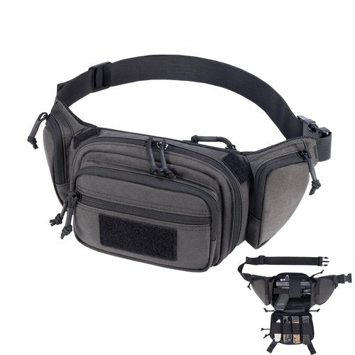 CLTAC Tactical Fanny Pack CCW Gun Waist Bag for Men and Women with Pistol Holster, Low Profile Concealed Carry Everyday Hip Pack for Hiking Travel Outdoor Running Hunting, Dark Grey