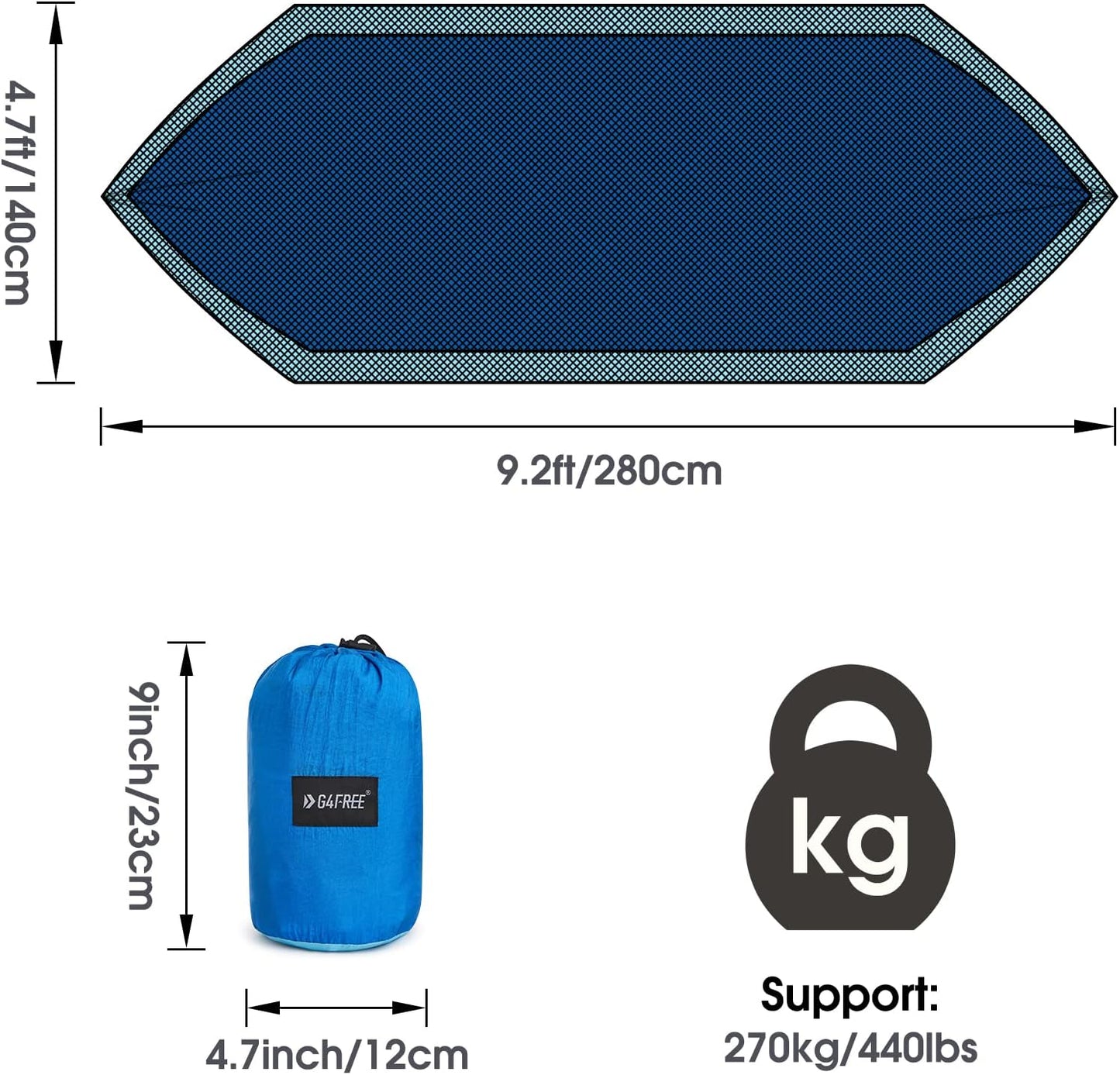 G4Free Large Camping Hammock with Mosquito Net 2 Person Pop-up Parachute Lightweight Hanging Hammocks Tree Straps Swing Bed for Outdoor Backpacking Backyard Hiking