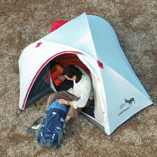 Longsinger Deer Series Lightweight Backpacking Tent, Waterproof 2 Person 3 Person Tent, Double Layer Easy Set up Ultralight Two Person Tent (White with Black PU)