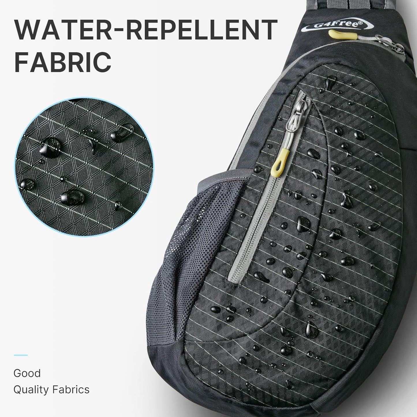 G4Free Sling Bag for Men Women, Small Crossbody Backpack Lightweight Chest Shoulder Bags for Travel, Outdoor and Sports (Black)