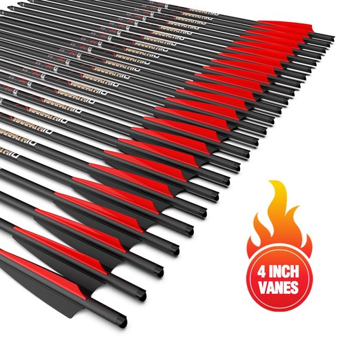 sanlida Archery Warpath 10, 24 PCS, 0.001" Straightness, 100% Pure Carbon Crossbow Bolts, Crossbow Hunting, Standard 20 Inches Crossbow Bolts with Removable Tips and Moon Nocks…