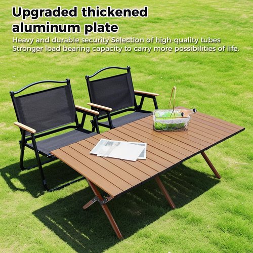 ZEMBSOYA Camping Table High Load Bearing Metal Folding Portable Picnic Table for Outdoor BBQ Beach