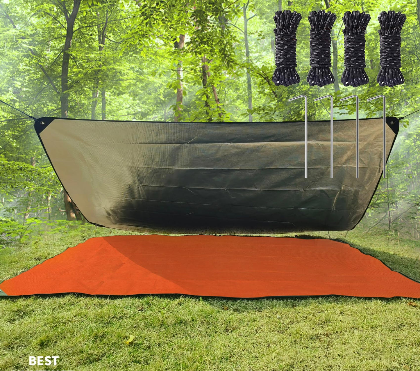 BESTHUNTINER Heavy Duty Survival Blanket -Multifunctional Reflective Tarp Thermal Blanket - 60" x 83" Waterproof Sandproof for Camping Hiking Outdoors Multifunctional Emergency Blanket