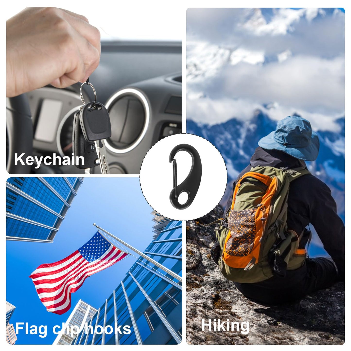 12 Pack Carabiner Clips Spring Snap Hook Buckle Clasps for Flag Poles, Marine, Ropes, Dog Leashes, Hiking (0.97inch/24.8mm)