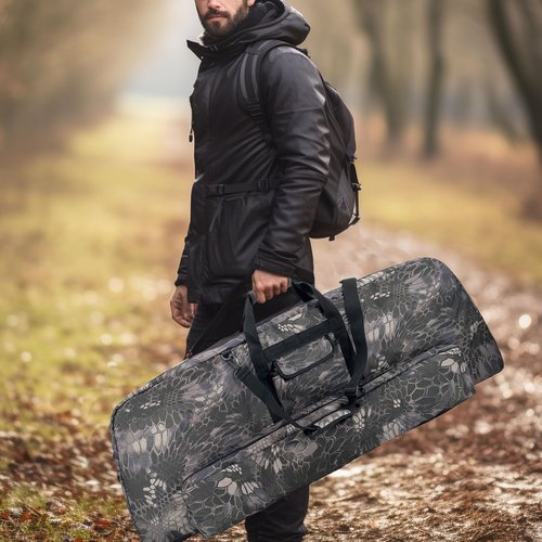 Silfrae Compound Bow Case Soft Bow Case Compound Bow Carry Bag with Arrow Pocket (Python Black, L)