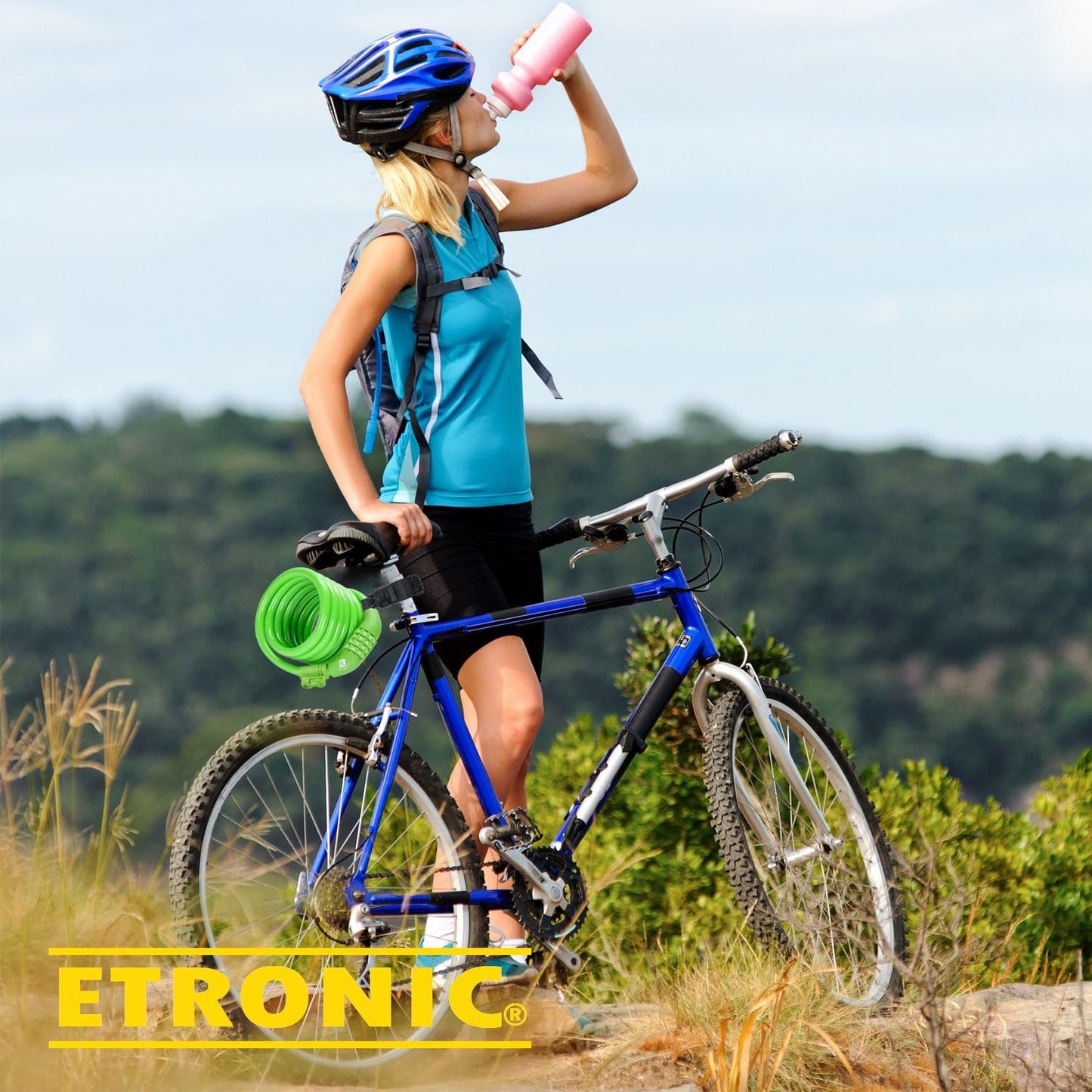 Secure Etronic 6ft Coiled Bike Lock - Resettable Combo Lock with Mounting Bracket