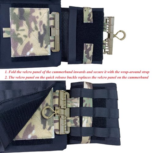 Dotacty Quick Release Cummerbund Conversion Attachment for Tactical MOLLE Vest Quick Disconnect Buckle Hook & Loop Strap & Flap Adapter for Airsoft/Training Vest Accessories BK 1 PCS