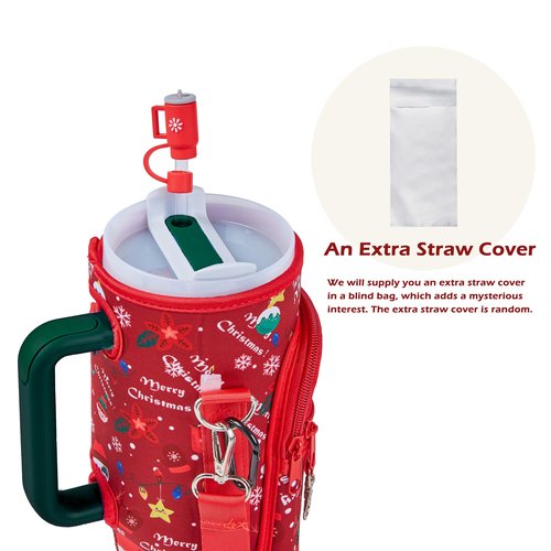 ZOYEPIN Christmas Carrier Bag for Stanley Cup with Strap, Blind Box Straw Cover & Extra Accessory