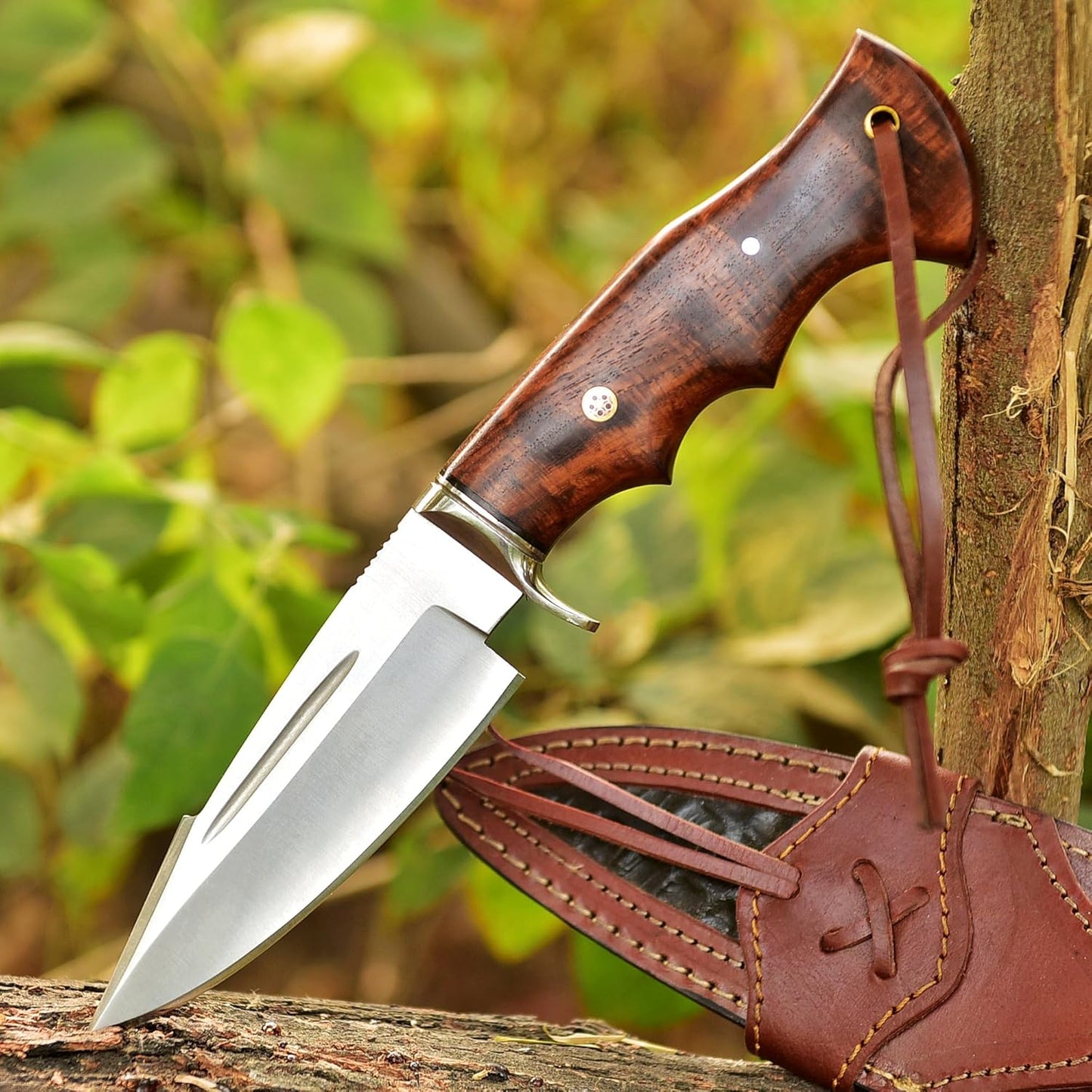 Poshland TR-1168 Custom Handmade Damascus Steel 10 Inches Tracker Knife - Perfect Grip Black Micarta Handle
