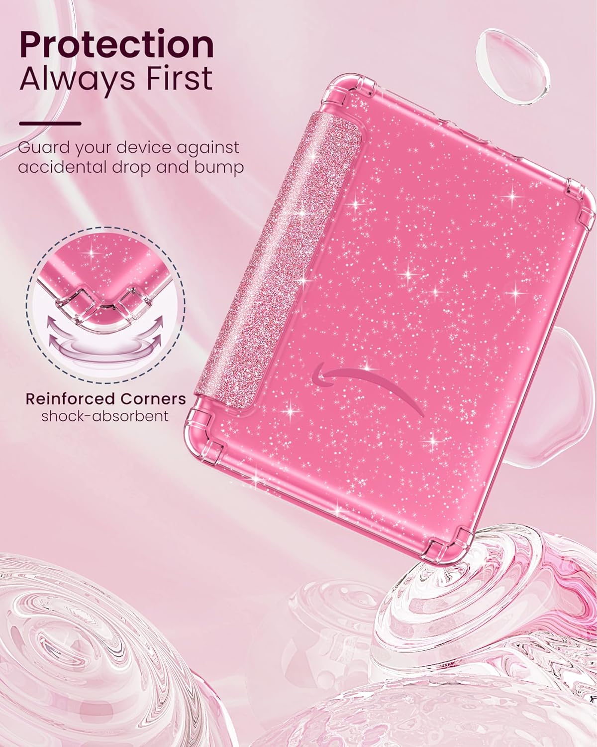 MoKo Case for All-New 7" Kindle Paperwhite 2024 12th Gen&Kindle Colorsoft Signature Edition 2024,Ultra Clear Soft Flexible Glitter TPU Back Cover Light Shell with Auto Wake/Sleep, Glitter Purple