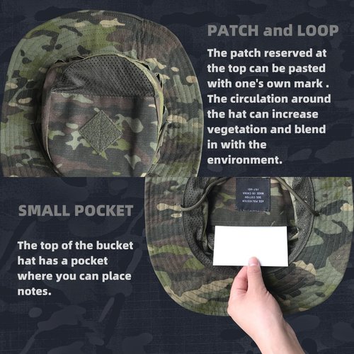 CAMOTER Camo Boonie Sun Hat with Face Mask UV Protection Fishing Hat Bucket Hat for Hunting Hiking Military Tactical Safari