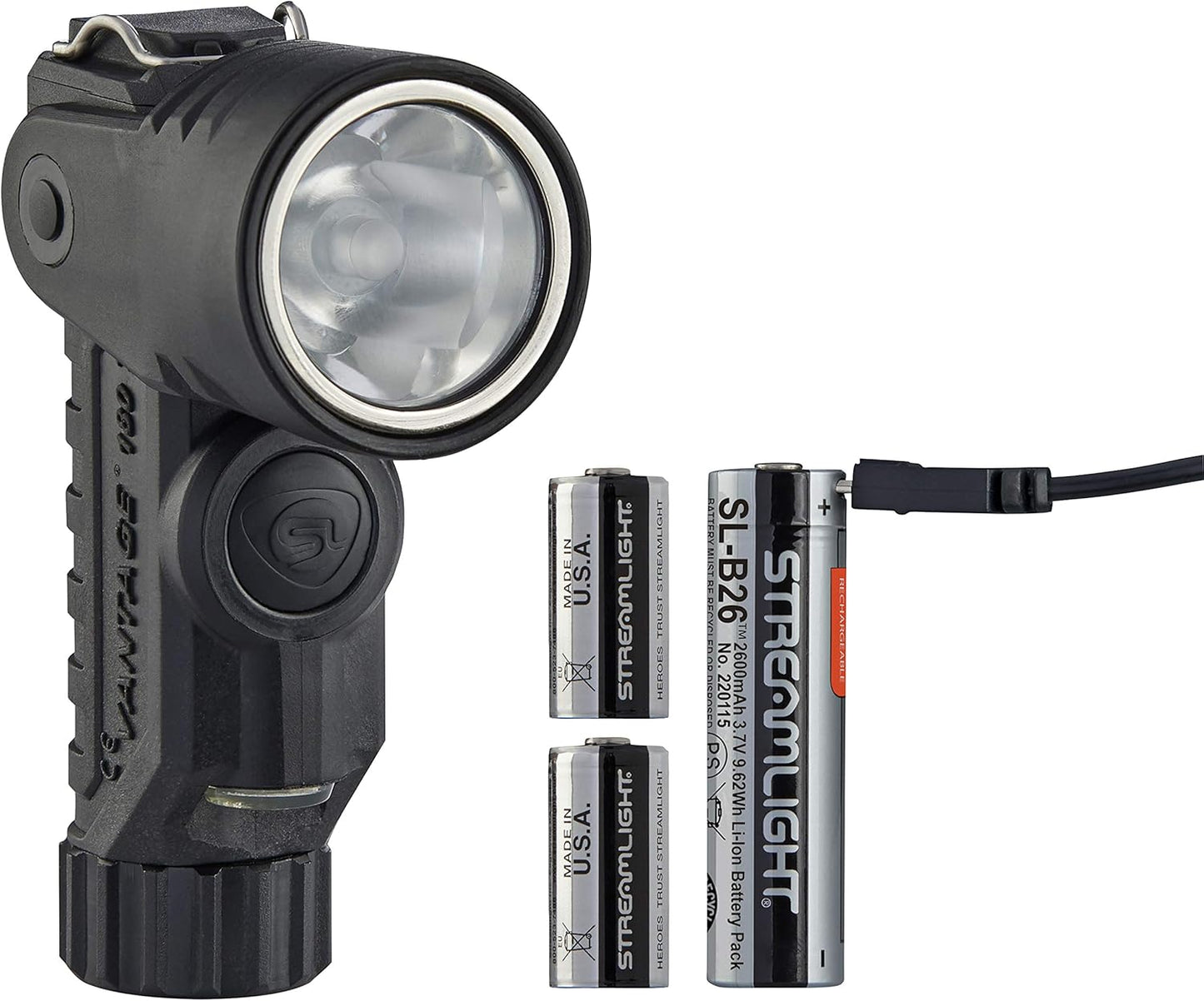 Streamlight 88913 Vantage 180 X USB Helmet Mounted and Right Angle Firefighter Flashlight with Helmet Bracket, Black