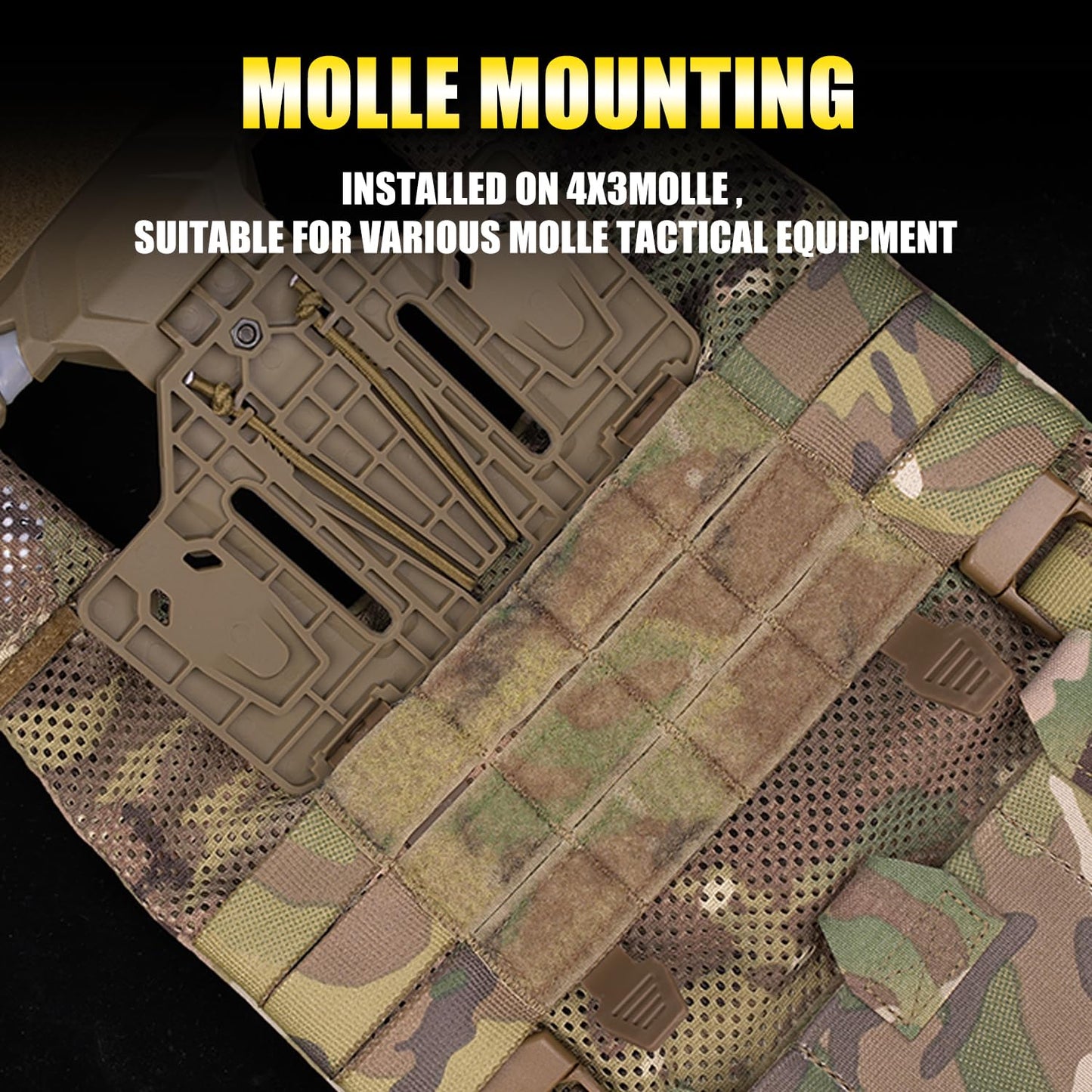 Zhongren Tactical Plate Carrier Vest Attachments Universal Phone Chest Mount for Screen Size 4.7"-6.7" Molle Foldable Navigation Phone Holder Board (Tan)