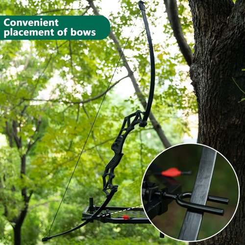 Shupakul Tree Stand Bow Holder- 12 Teeth Adjustable Hunting Bow Holder- Easy Installation Treestand Bow Rest for Hunting Archery Gear Accessory