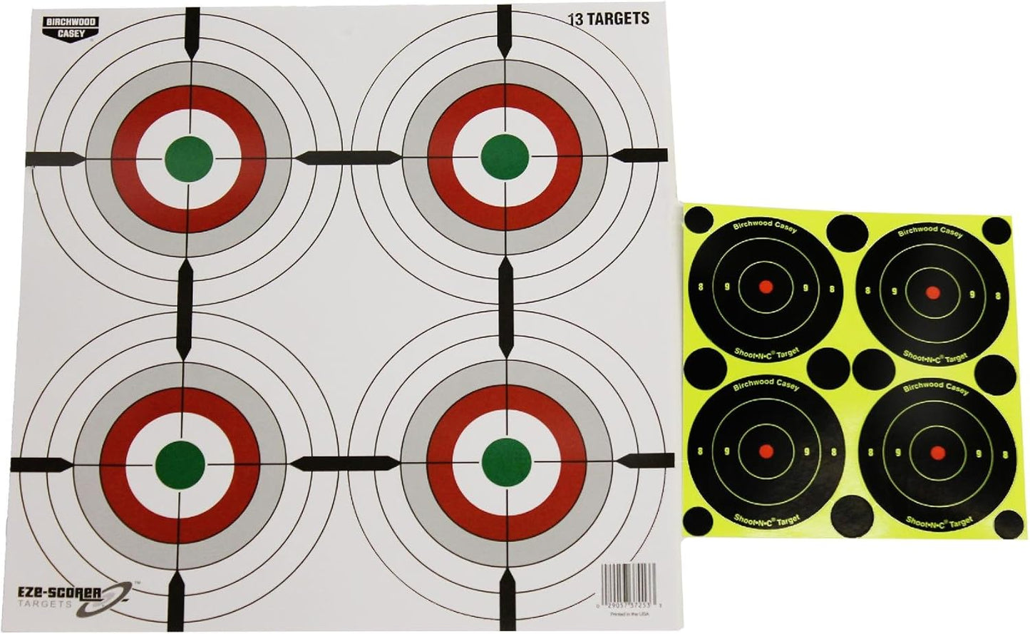 Birchwood Casey 12" Eze-Scorer Multiple Bull's-Eyes Shoot-Up Brilliant White Paper Targets for Indoor and Outdoor Use, 13 Targets