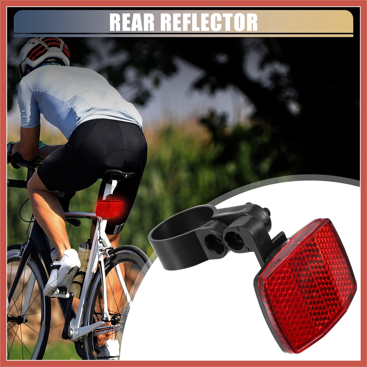 ACROPIX 10pcs Bicycle Front Rear Reflector Kit Mountain Bike Safety Warning Reflectors for Handlebar Seatpost and Night Cycling Red and White Car Parts