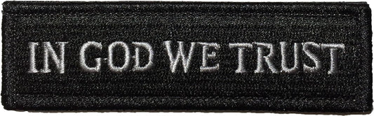 Tactical in GOD WE Trust Morale Tab Patch 1"x3 3/4" - Black - by Ranger Return (RR-TACT-IGOD-00WE-TRST-0TAB-BLCK)